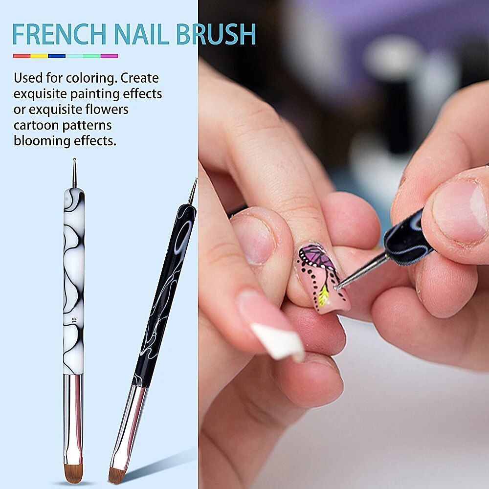 dual end nail art brush & dotting tool for acrylic & gel manicure