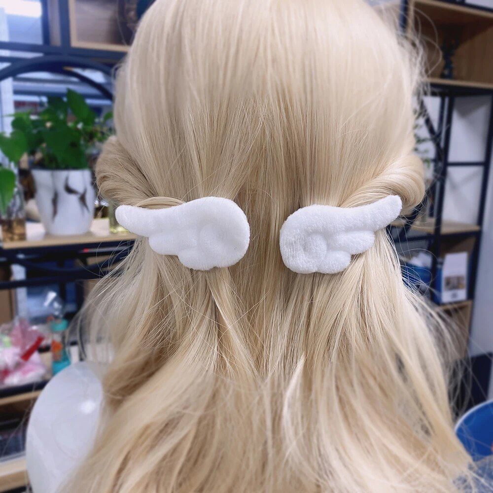 angelic sakura cosplay hairpin plush wings headdress for women