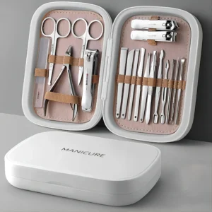 professional 18 piece stainless steel nail and foot care set