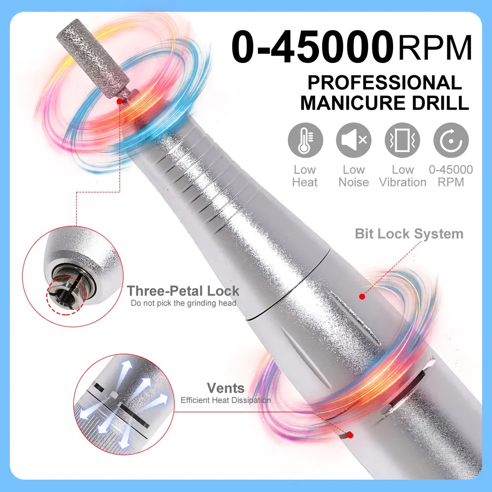 professional high speed rechargeable nail drill machine with lcd screen