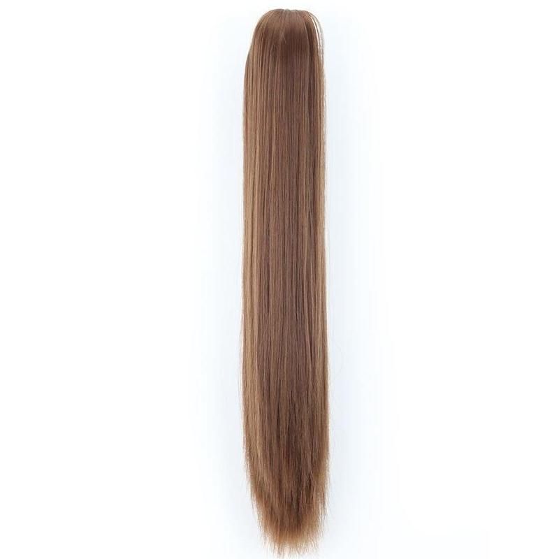 24 inch heat resistant straight synthetic ponytail clip on long hair extension for women