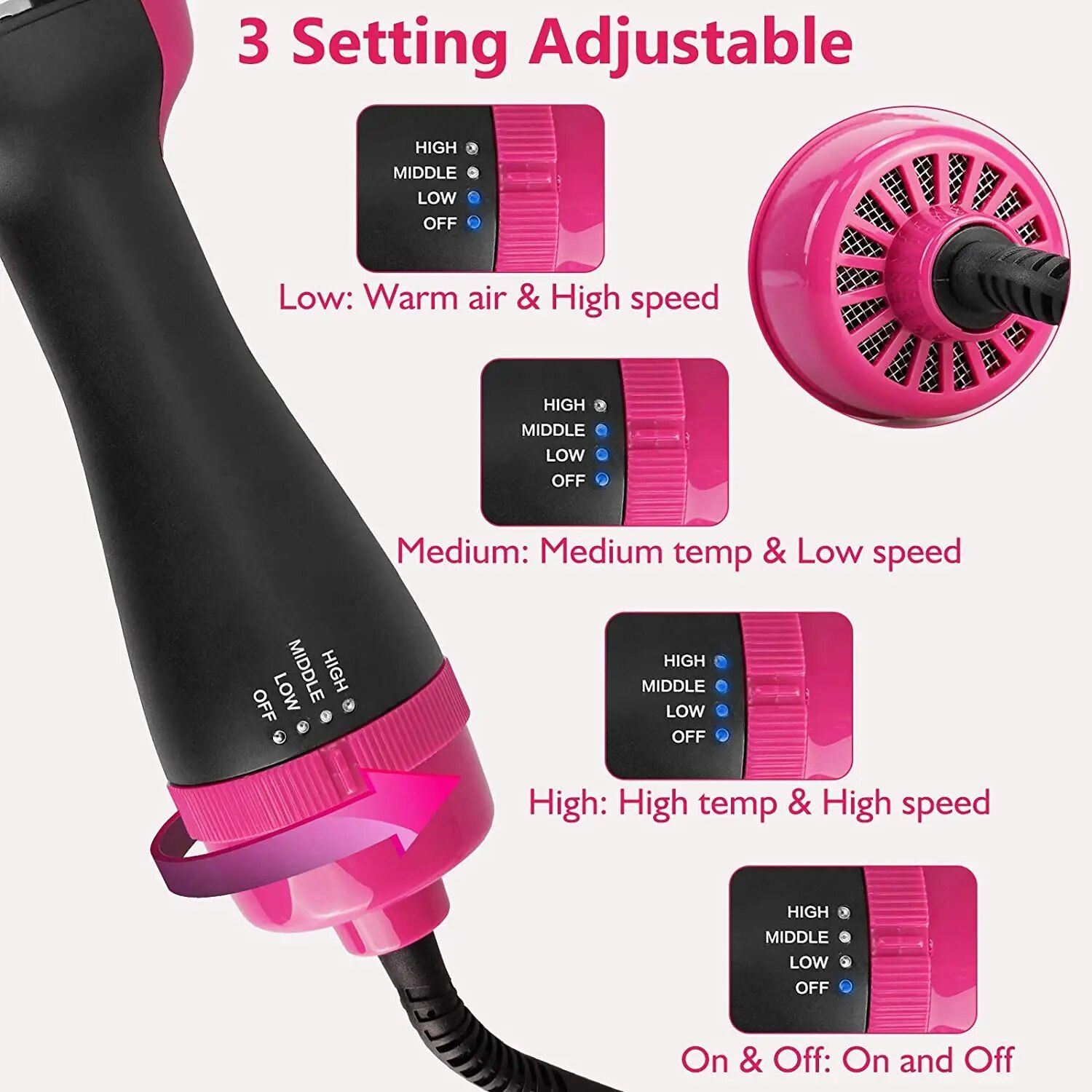 5 in 1 ionic hair dryer brush: dry, style & volumize in one step