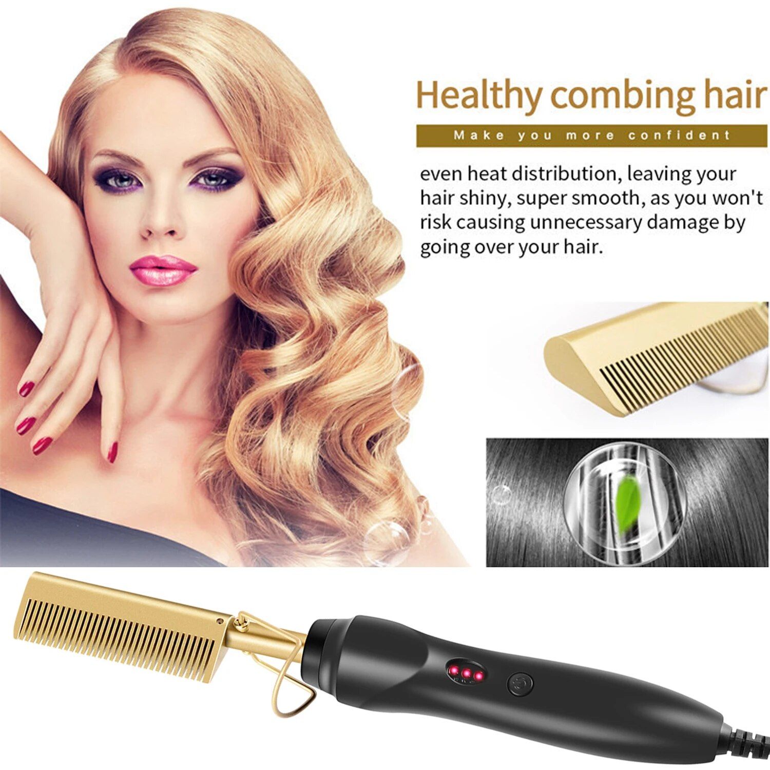 versatile 3 in 1 hot comb hair straightener & curler for all hair types