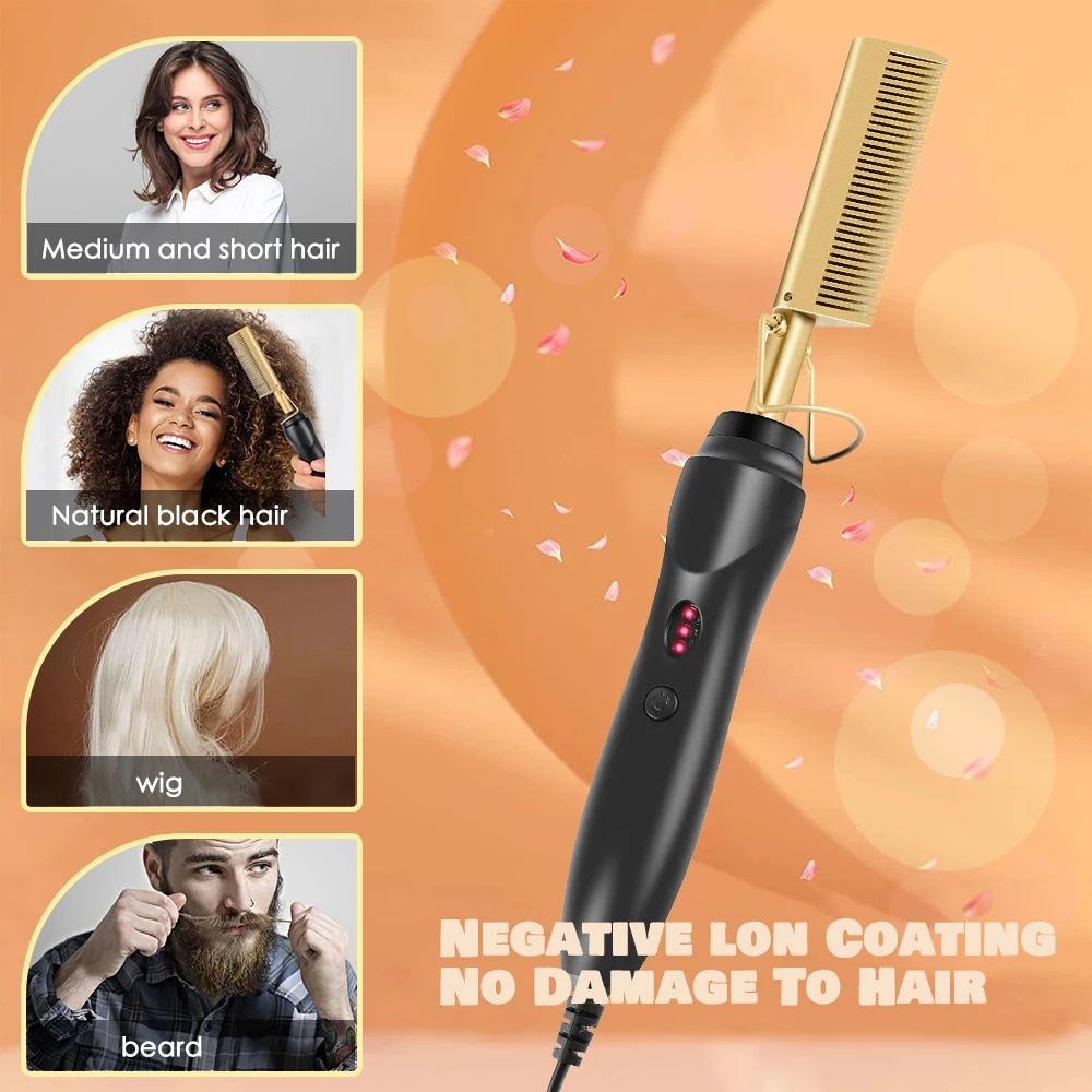 versatile 3 in 1 hot comb hair straightener & curler for all hair types