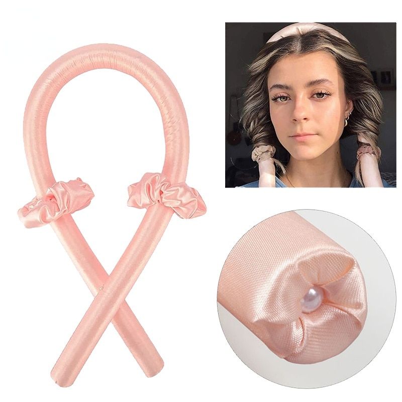 effortless heatless hair curling rod silk ribbon headband for natural curls