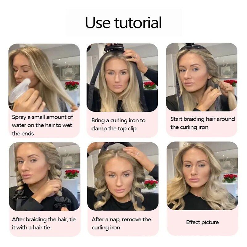 effortless heatless hair curling rod silk ribbon headband for natural curls