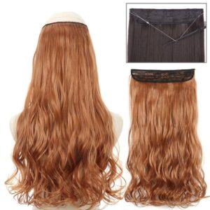 versatile wavy synthetic hair extensions invisible fish line, mixed blonde and black, heat resistant